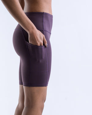 In-Motion Biker Shorts (Pockets)- Amethyst - Equinox Movement 