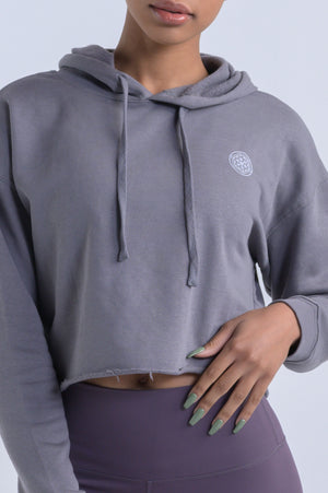 "Flower of Life" Cropped Hoodie- Storm Grey - Equinox Movement 